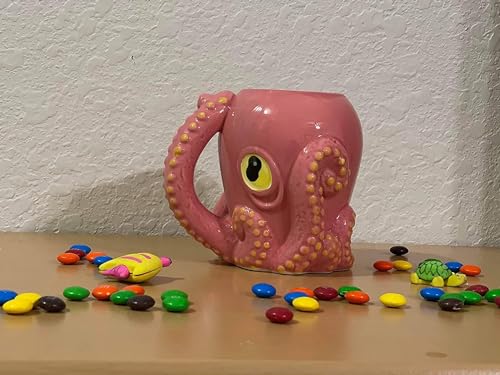 Pink Octopus Ceramic 3D Coffee Mug