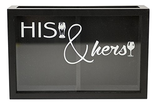 His & Hers Wine Cork and Beer Cap Shadow Box