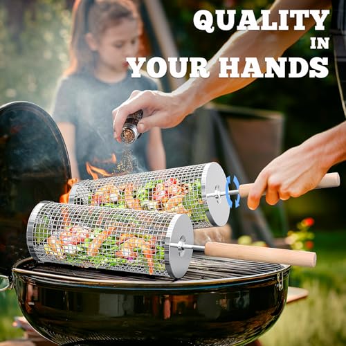 Set of Two Stainless Steel Grill Baskets
