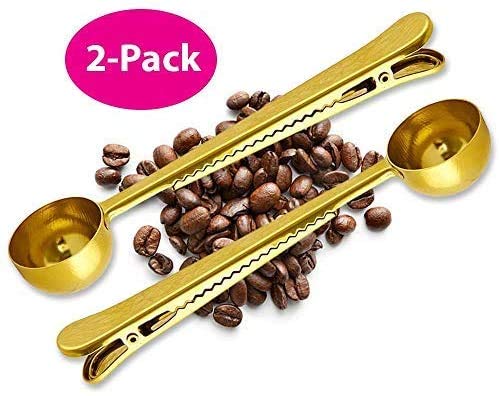 Coffee Scoop Clip - Gold - 2 Pack