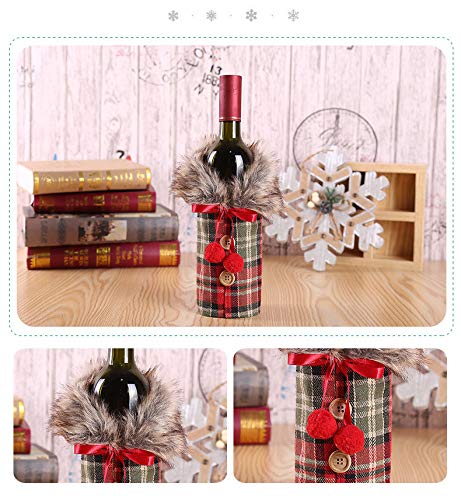 Faux Fur Christmas Wine Bottle Covers - 2 Pack