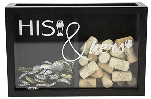 His & Hers Wine Cork and Beer Cap Shadow Box