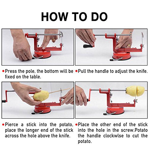 Manual Red Stainless Steel Potato Apple Slicer