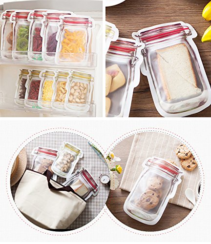 Mason Jar Shape Reusable Food Storage Bags - 3 PCS