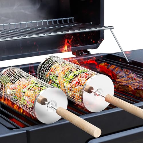 Set of Two Stainless Steel Grill Baskets