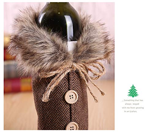 Faux Fur Christmas Wine Bottle Covers - 2 Pack