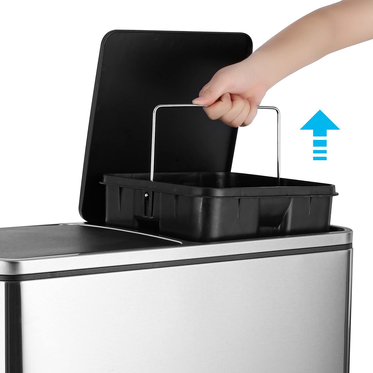 Double-Compartment Stainless Steel Trash Can