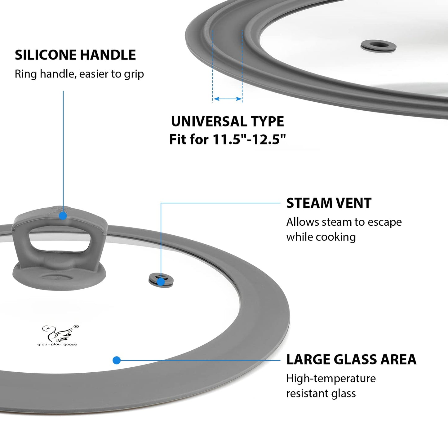 Universal Tempered Glass Lid with Silicone Rim