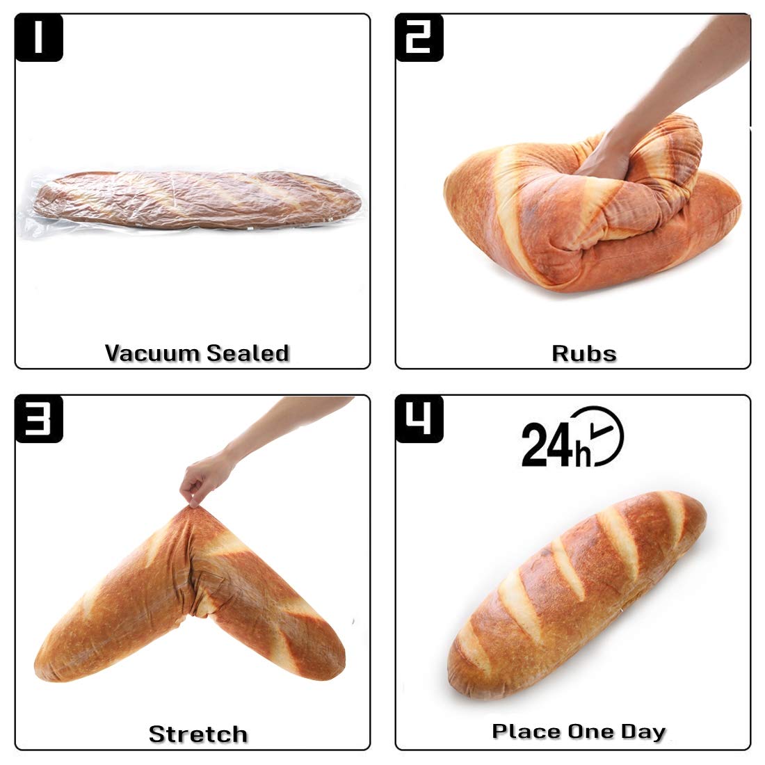 3D Bread Shape Plush Pillow