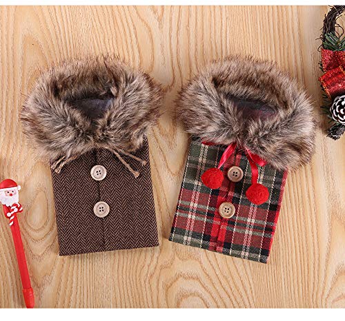 Faux Fur Christmas Wine Bottle Covers - 2 Pack