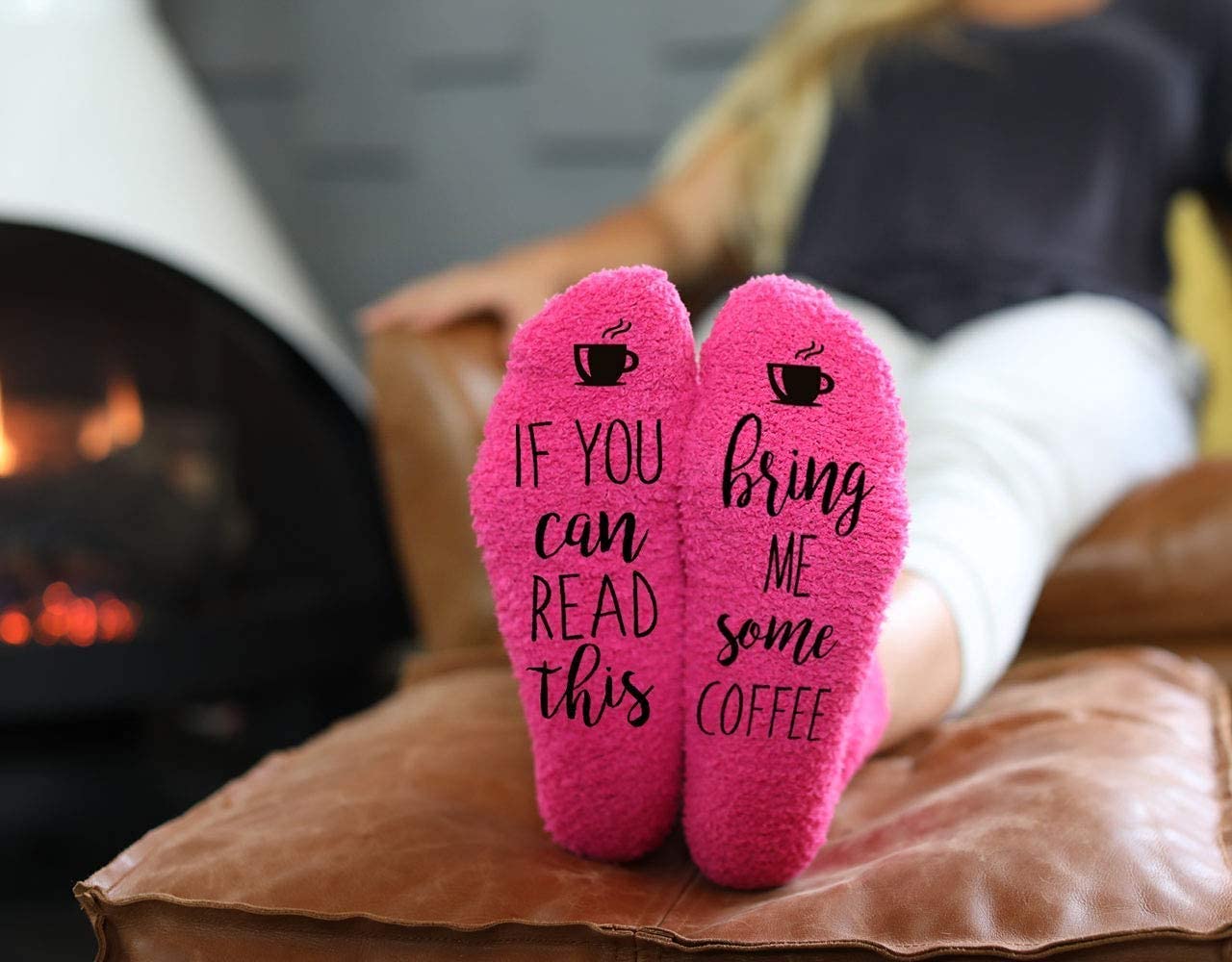 Funny Pink Fuzzy Socks for Women