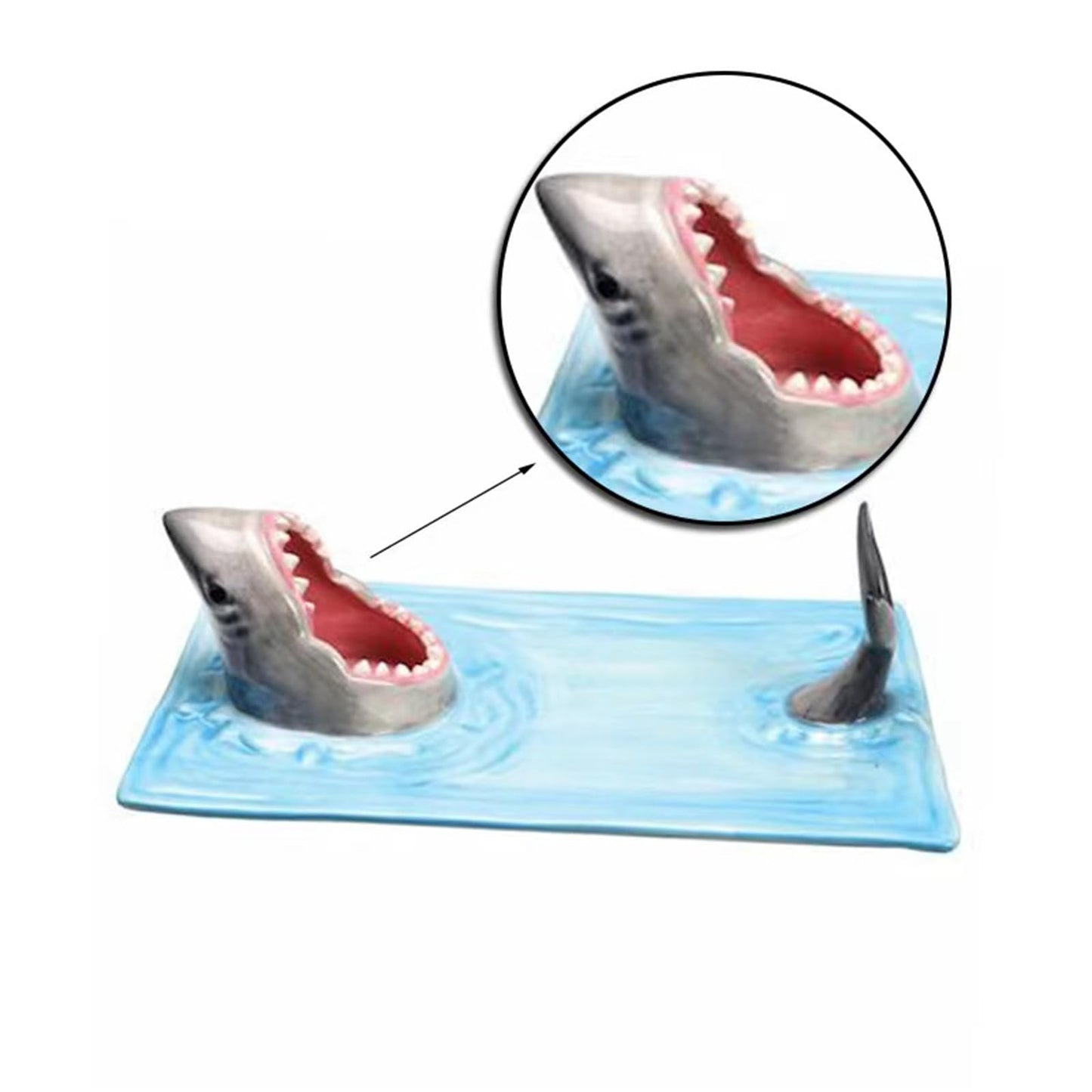 Shark Sushi Plate - Hand-Painted Ceramic
