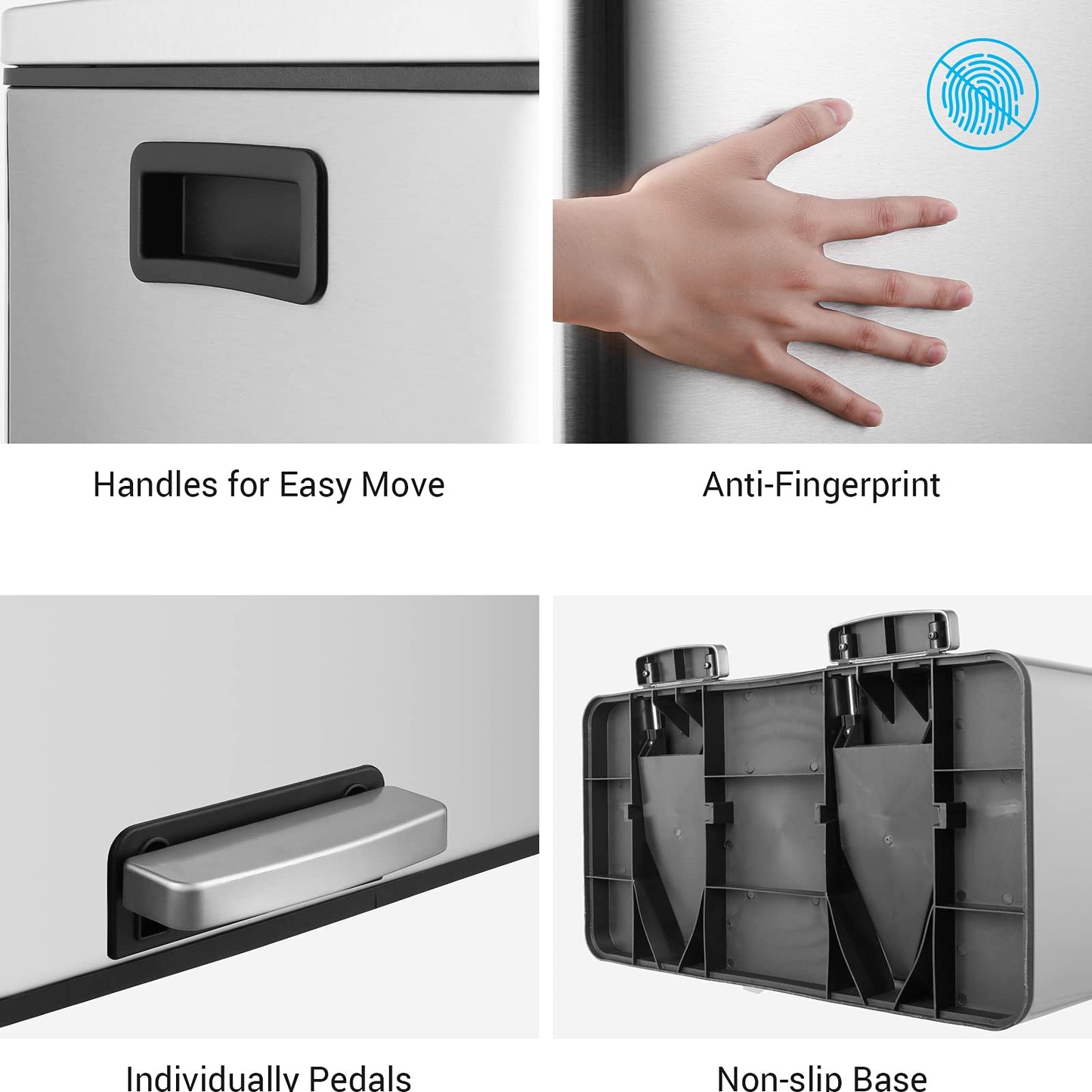 Double-Compartment Stainless Steel Trash Can
