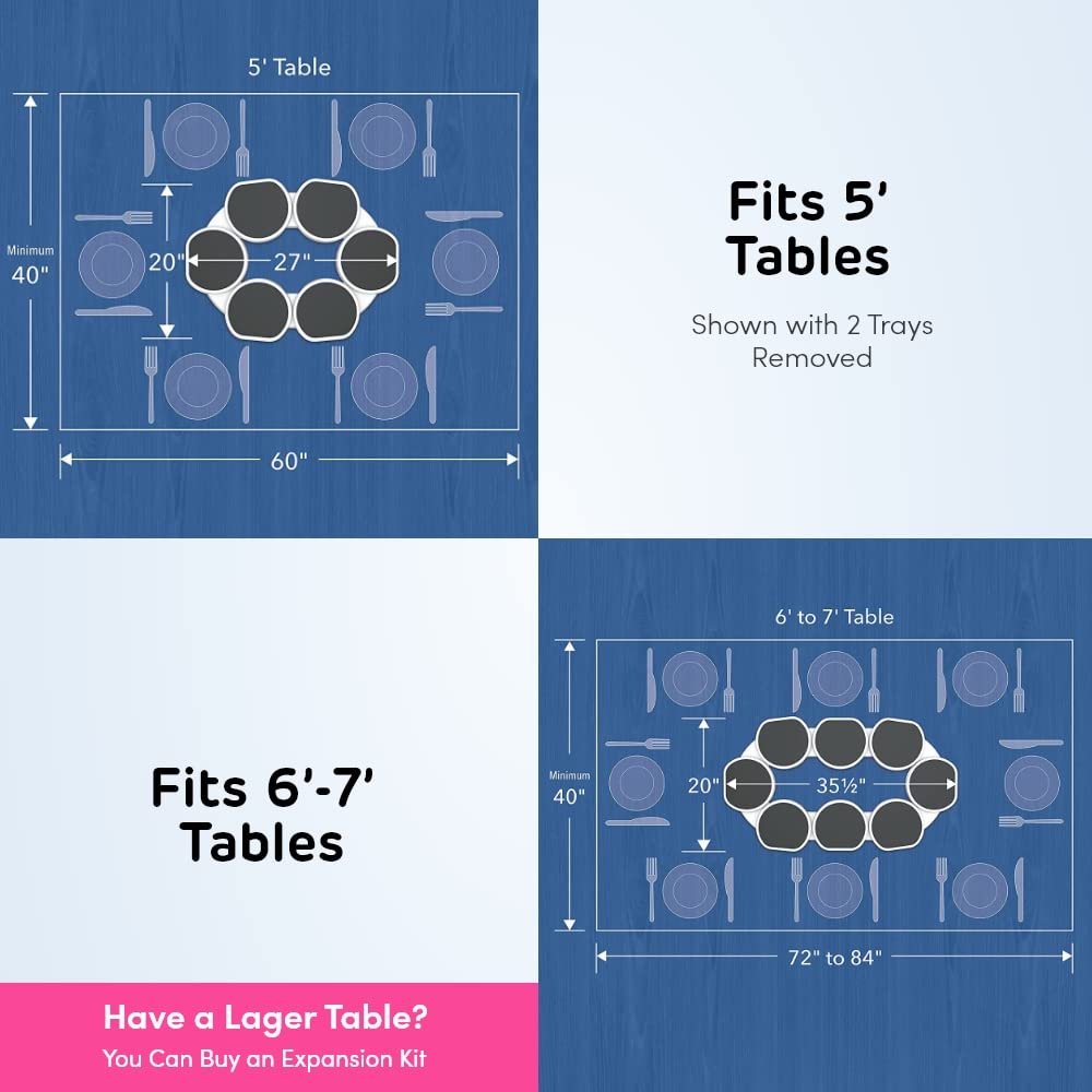 Lazy Susan Turntable for Rectangular Tables