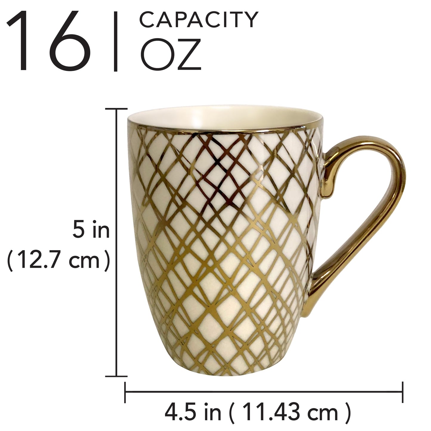 Gold-Accented Porcelain Mug Set