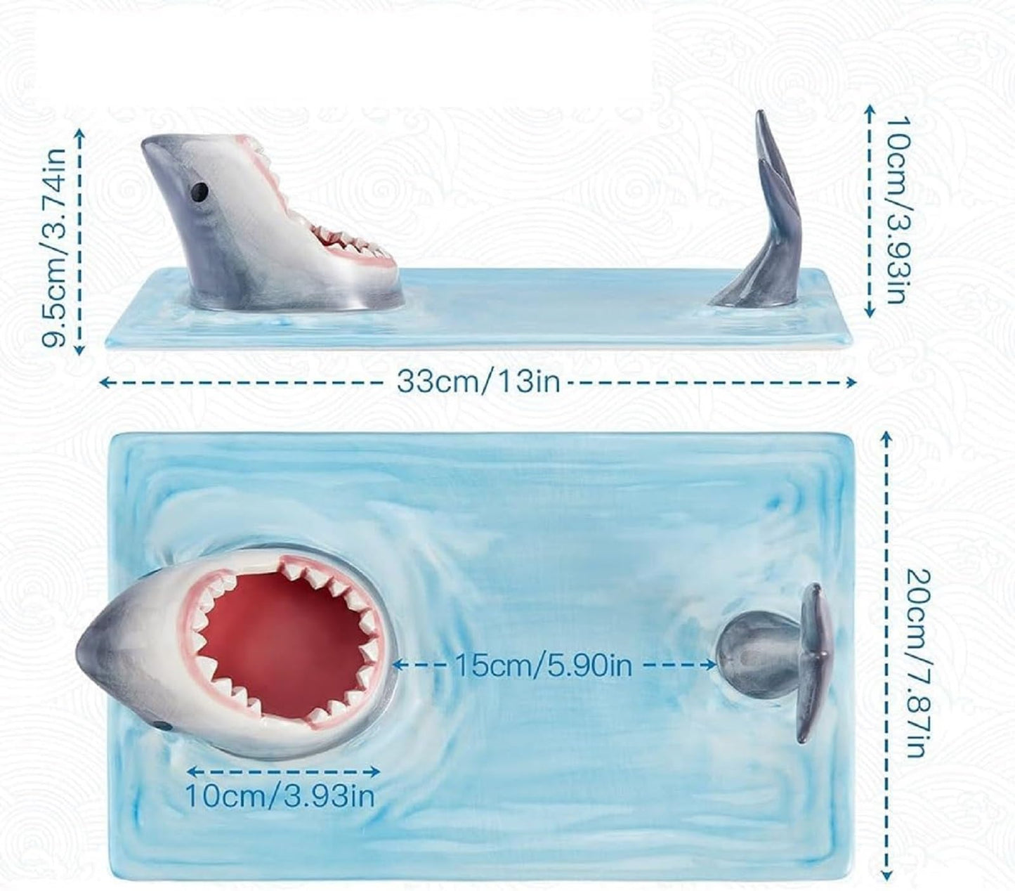Shark Sushi Plate - Hand-Painted Ceramic