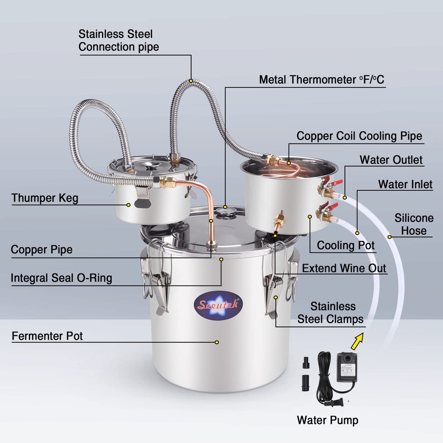 Alcohol Still 13.2Gal Stainless Steel Distiller