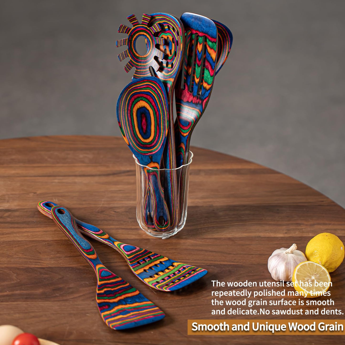 Vibrant Kitchen Utensil Set in Pakkawood