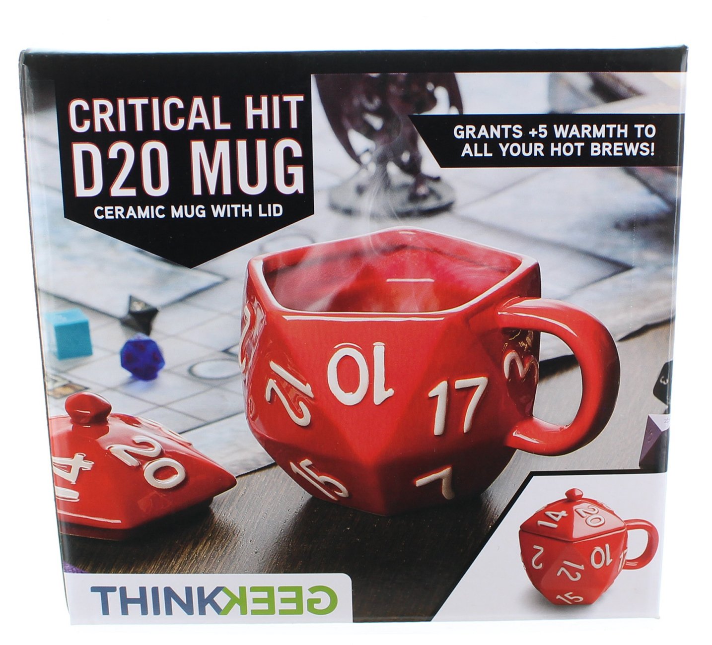 Critical Hit D20 Ceramic Mug with Lid