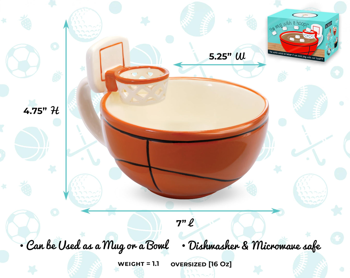 Basketball Mug with Mini Hoop - 16 oz
