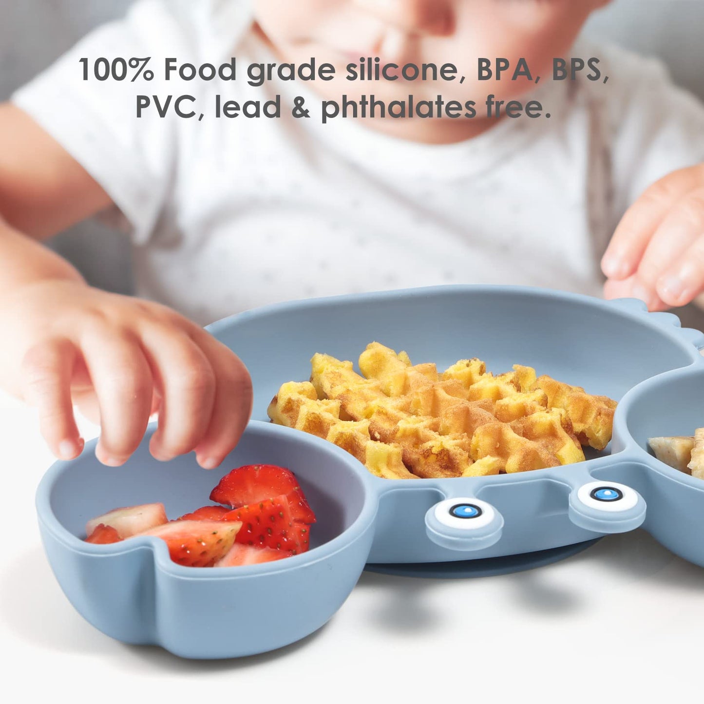 Suction Plates for Baby - Crab Dusty Blue