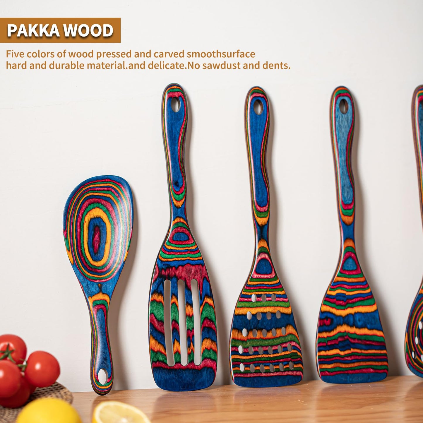 Vibrant Kitchen Utensil Set in Pakkawood