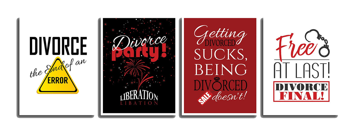 Just Divorced Party Wine Bottle Labels - 4 Pack