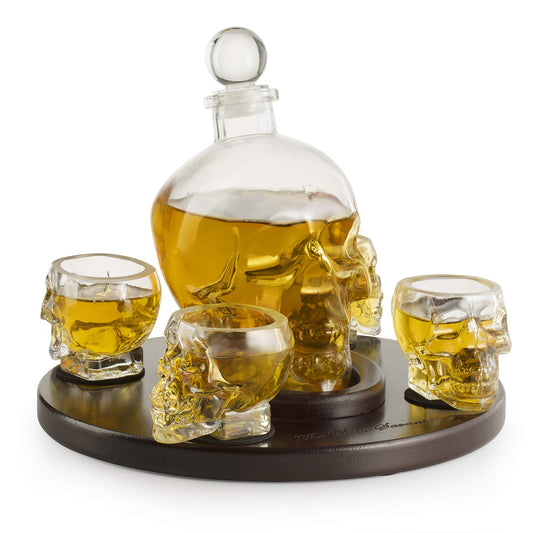 Skull Face Decanter with 4 Shot Glasses