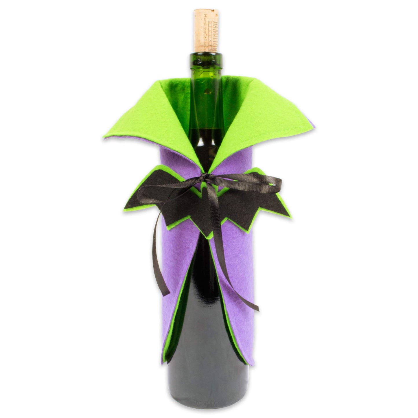Halloween Wine Bottle Covers - Bat Cape & Witch Outfit