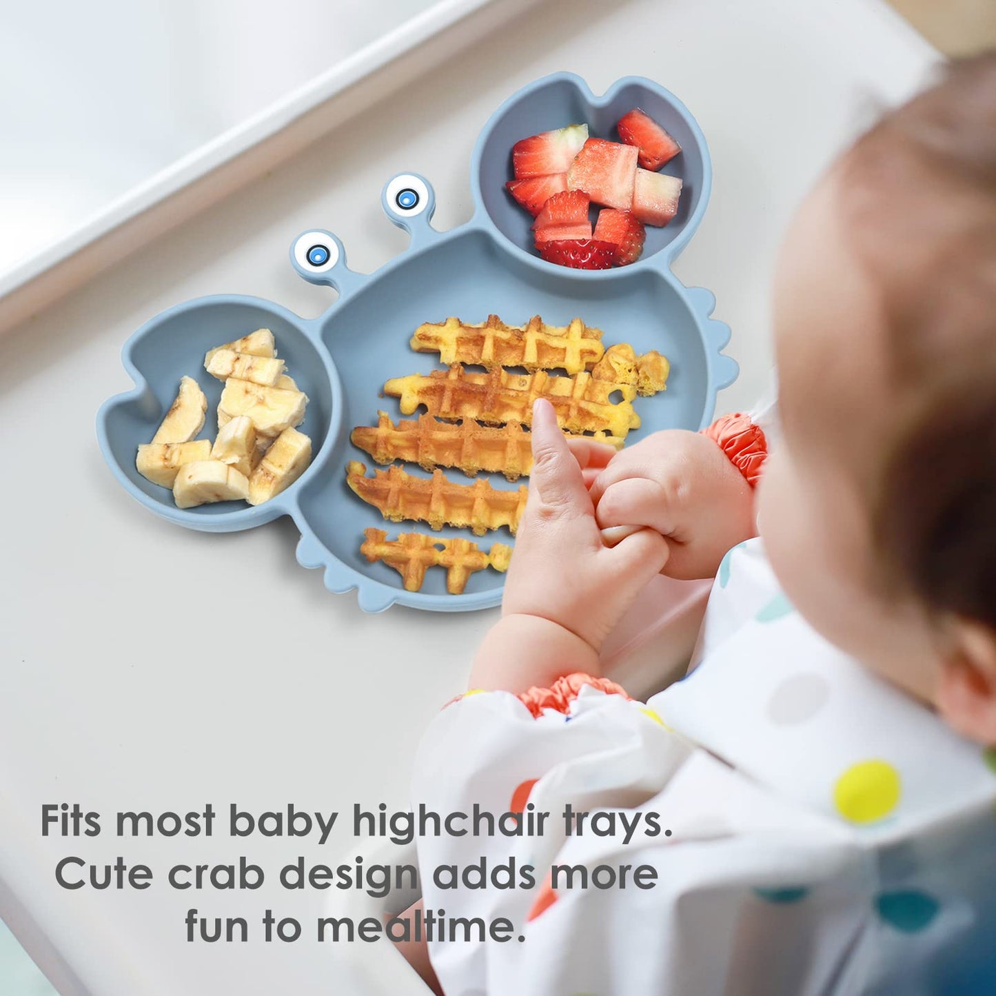 Suction Plates for Baby - Crab Dusty Blue