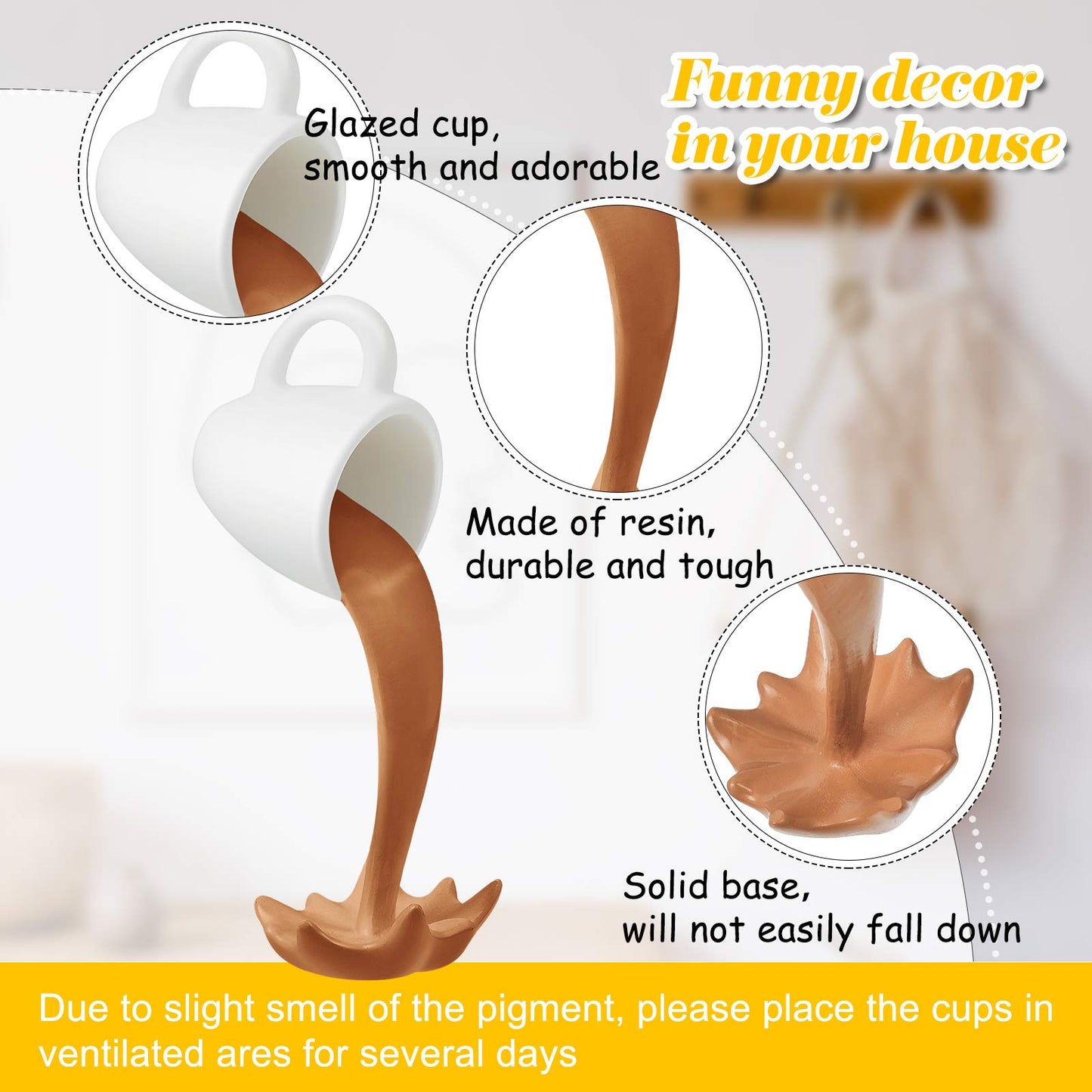 Floating Pouring Coffee Cup Sculpture