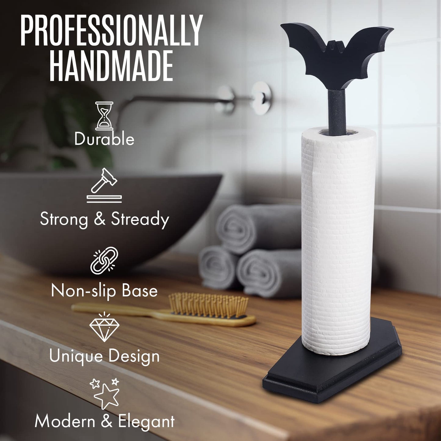 Bat Paper Towel Holder - Gothic Kitchen Decor