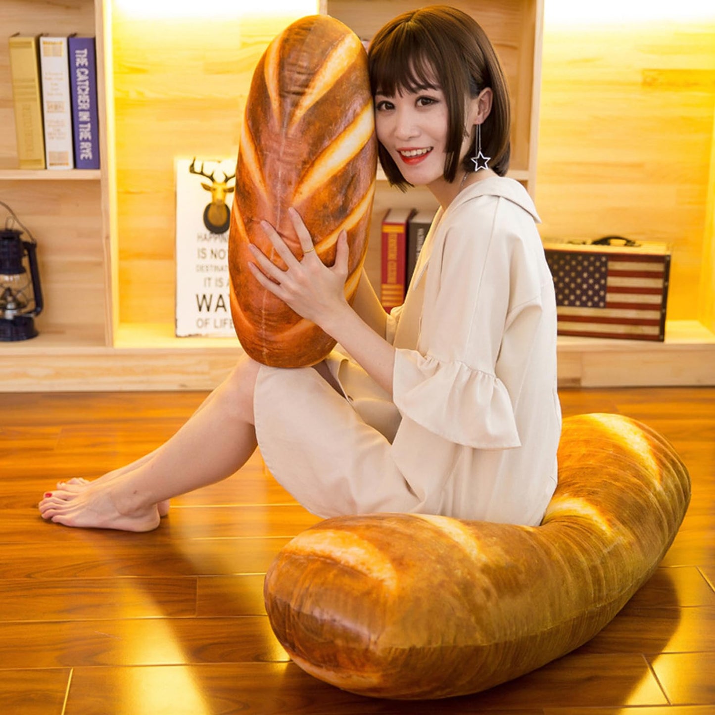 3D Bread Shape Plush Pillow