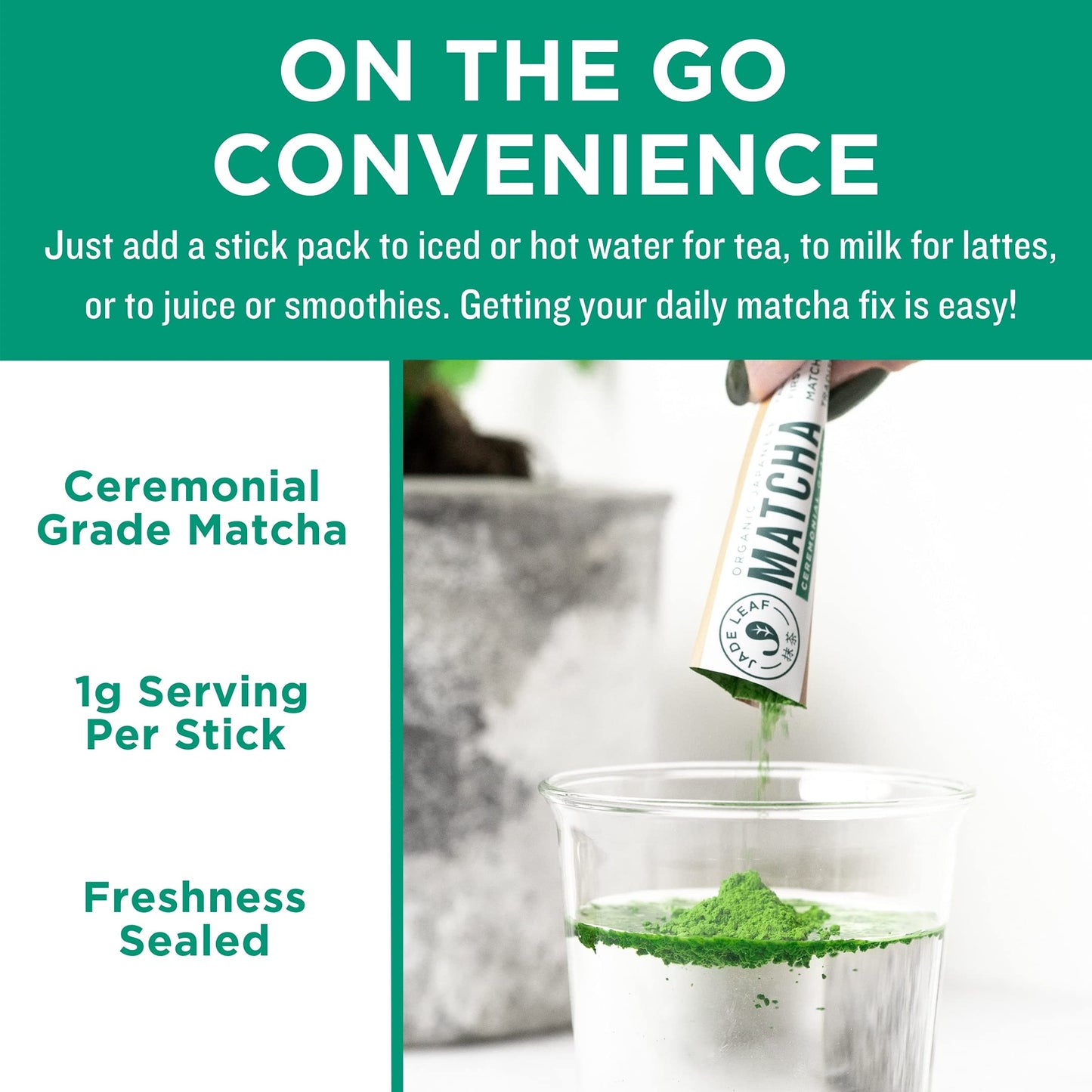 Organic Matcha Green Tea Powder - 30 Sticks