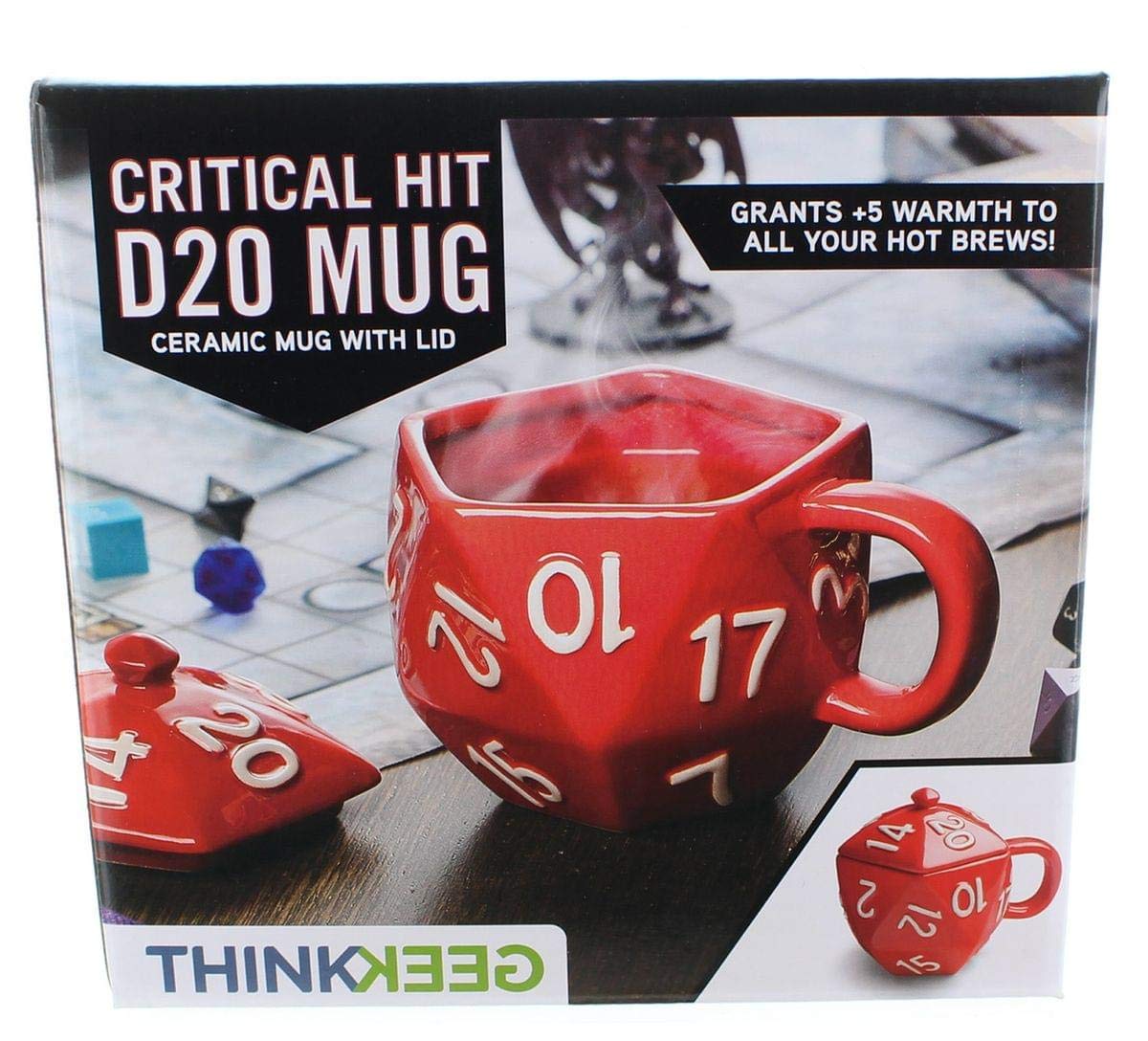 Critical Hit D20 Ceramic Mug with Lid