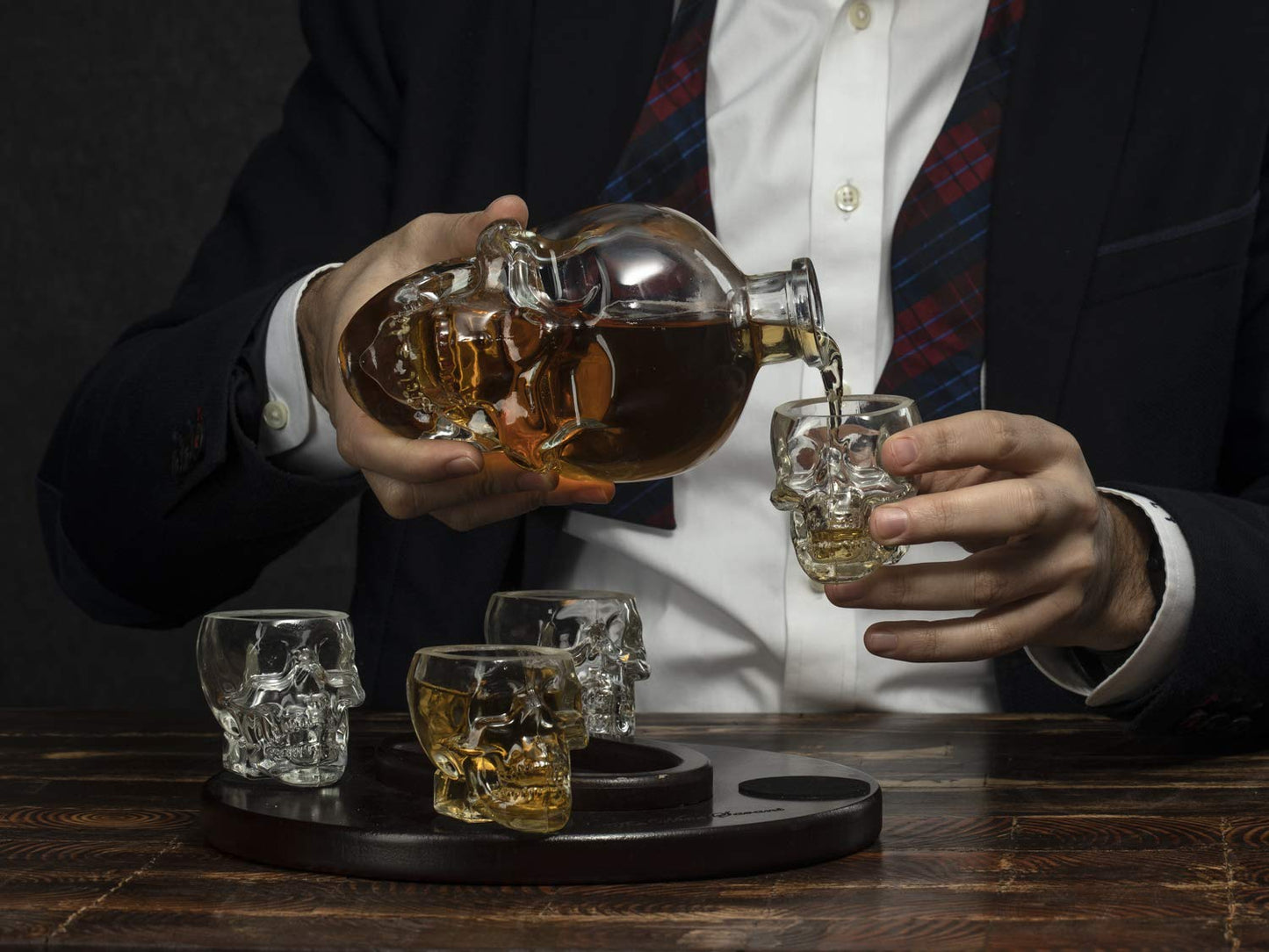 Skull Face Decanter with 4 Shot Glasses