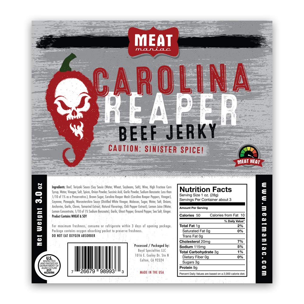 Carolina Reaper Beef Jerky - No Nitrites