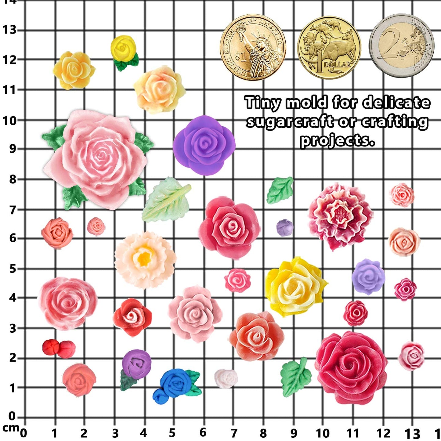 32 Cavity Roses Flower Fondant Mold
