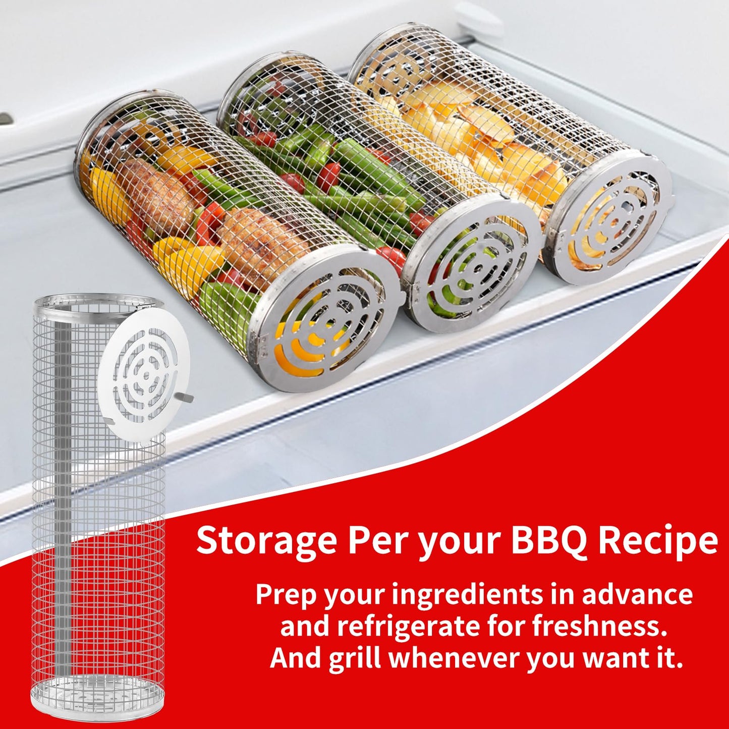 Rolling Grilling Baskets for Outdoor BBQ