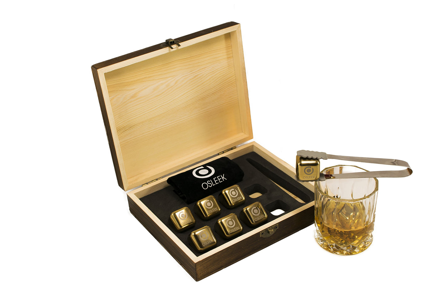 Titanium Gold Plated Whiskey Stones - Set of 8