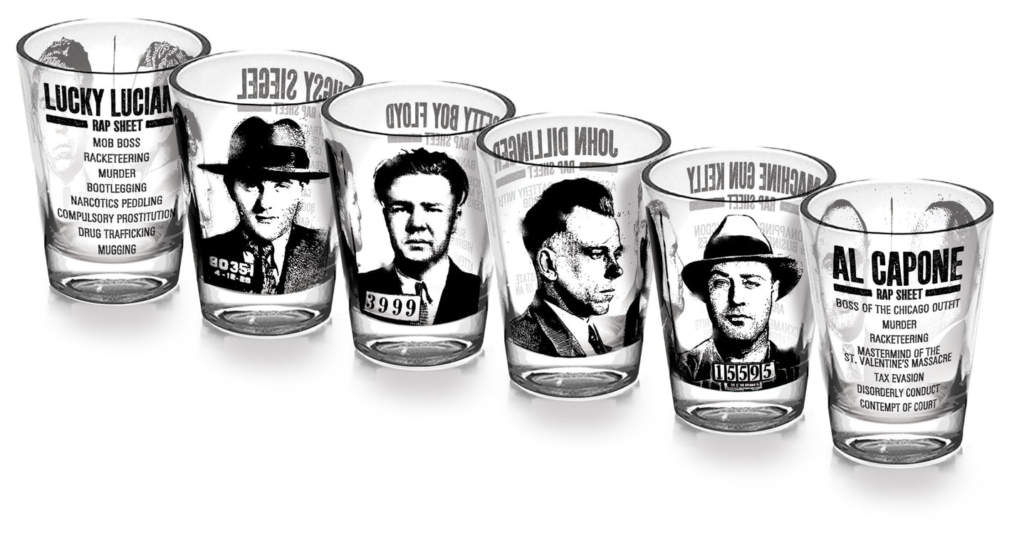 Famous Gangster Mug Shots - Shot Glass Set