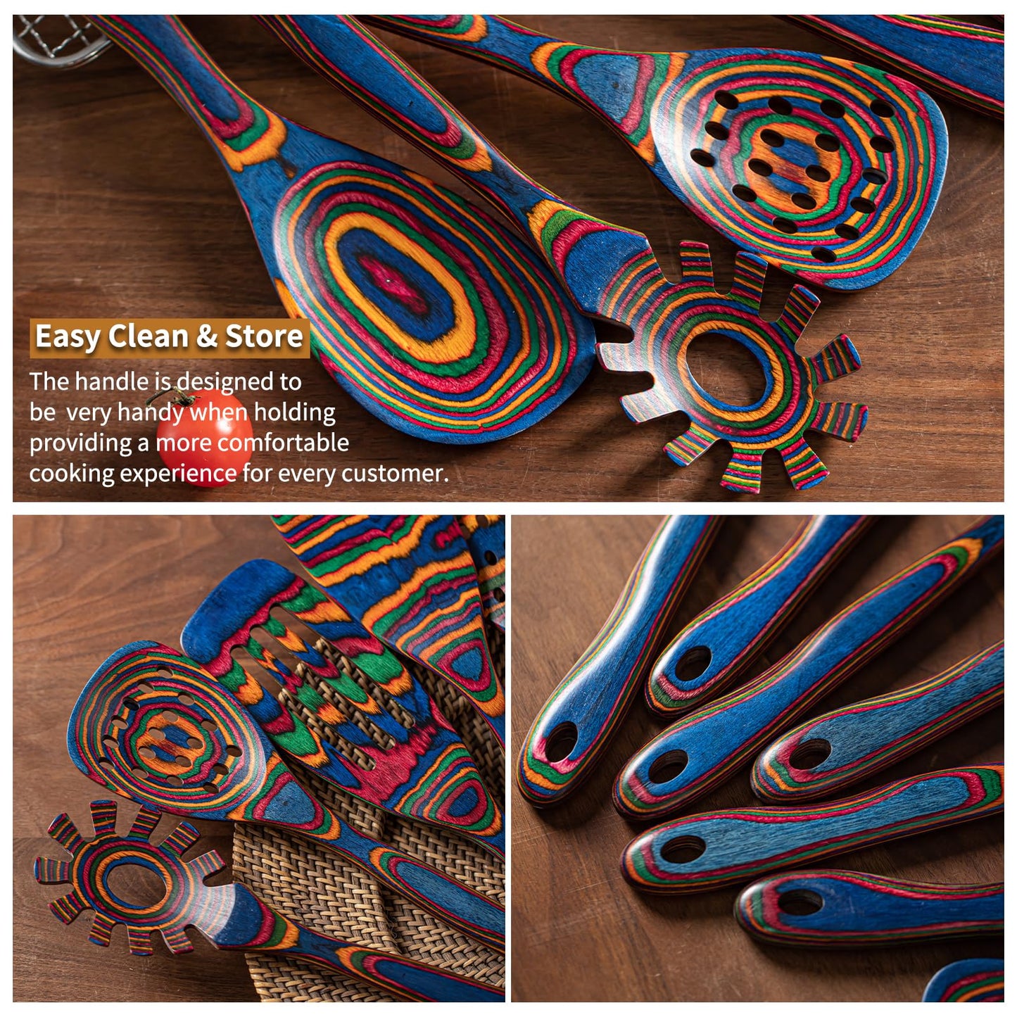 Vibrant Kitchen Utensil Set in Pakkawood