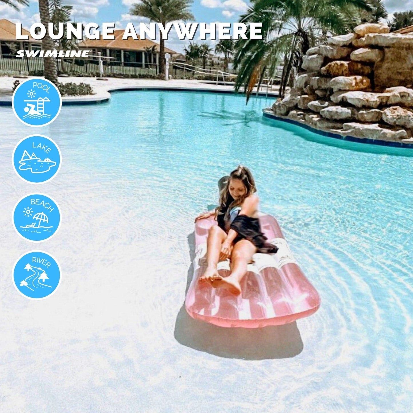 Rosé Classic Edition Inflatable Floating Lounger