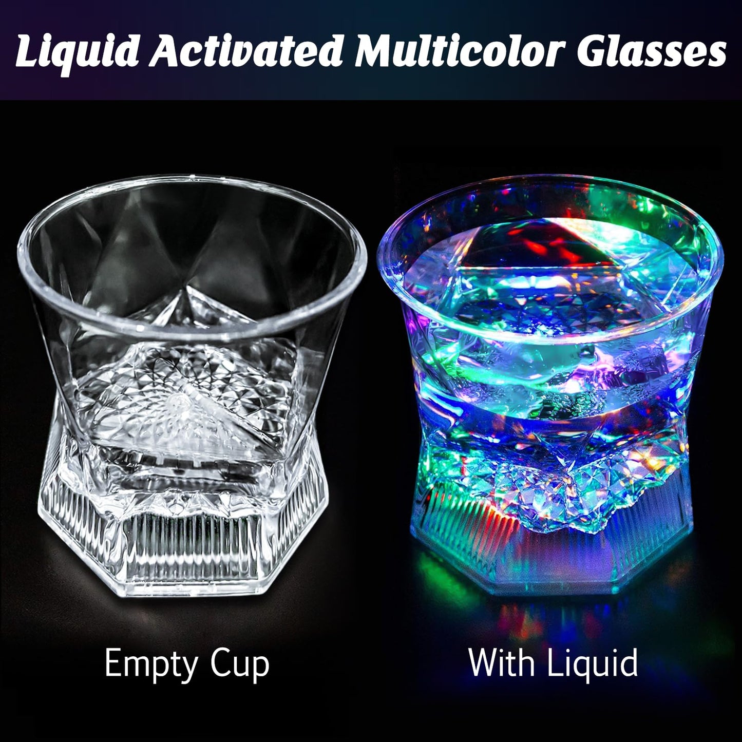 LED Old Fashioned Glasses - Set of 4 Light-Up Tumblers