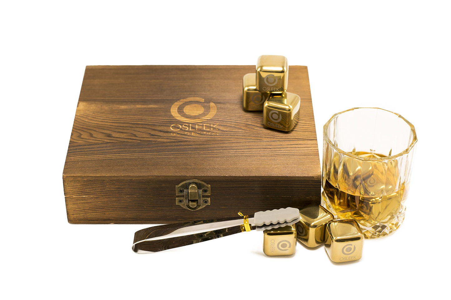 Titanium Gold Plated Whiskey Stones - Set of 8