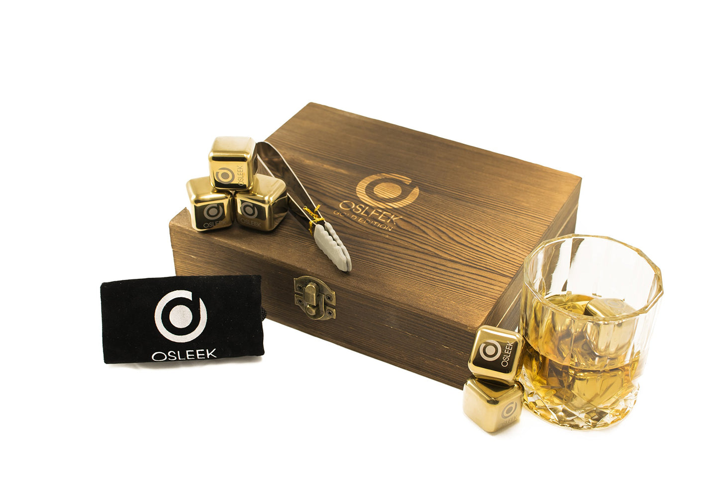 Titanium Gold Plated Whiskey Stones - Set of 8