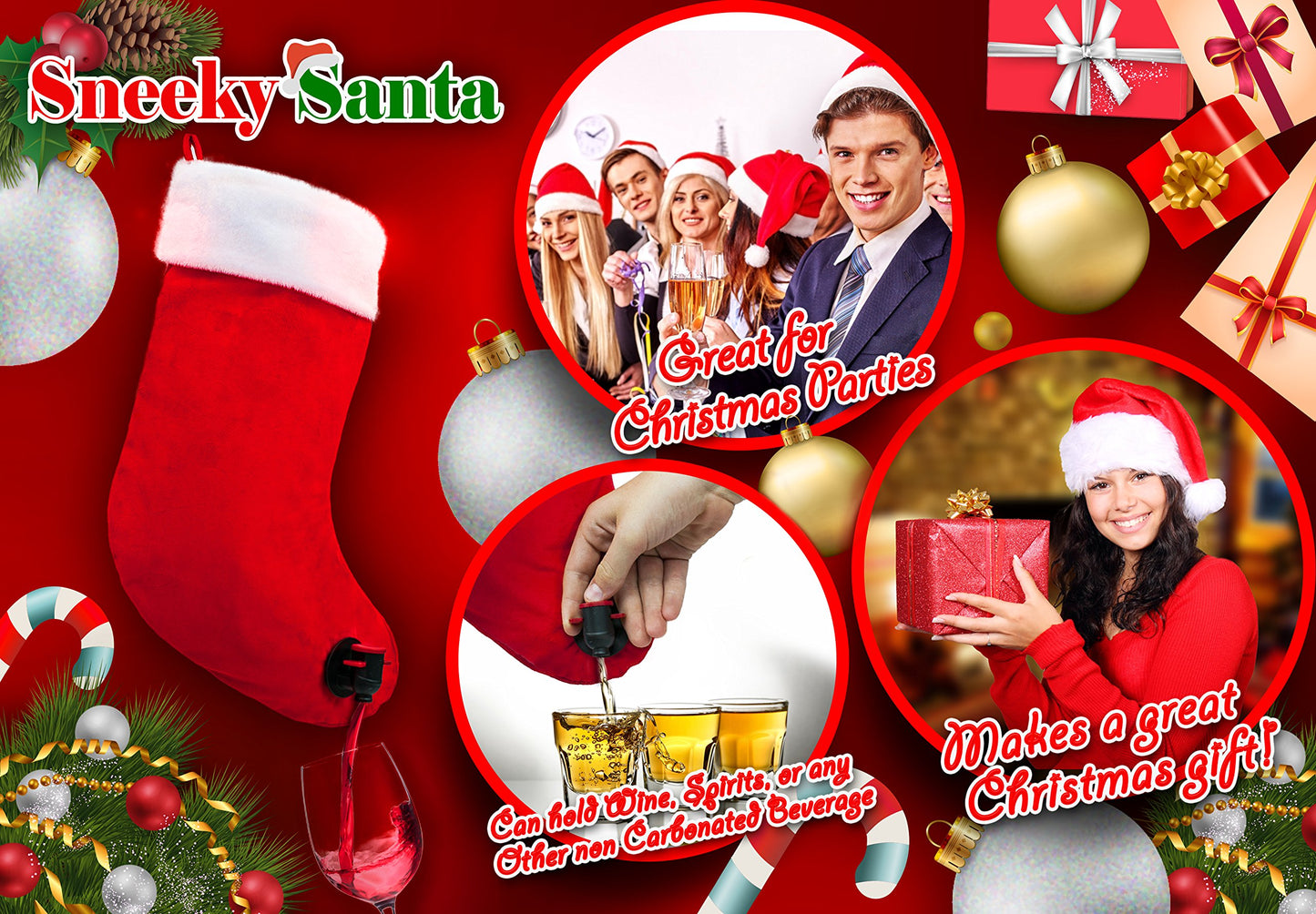 Sneeky Santas Wine Stocking Flask