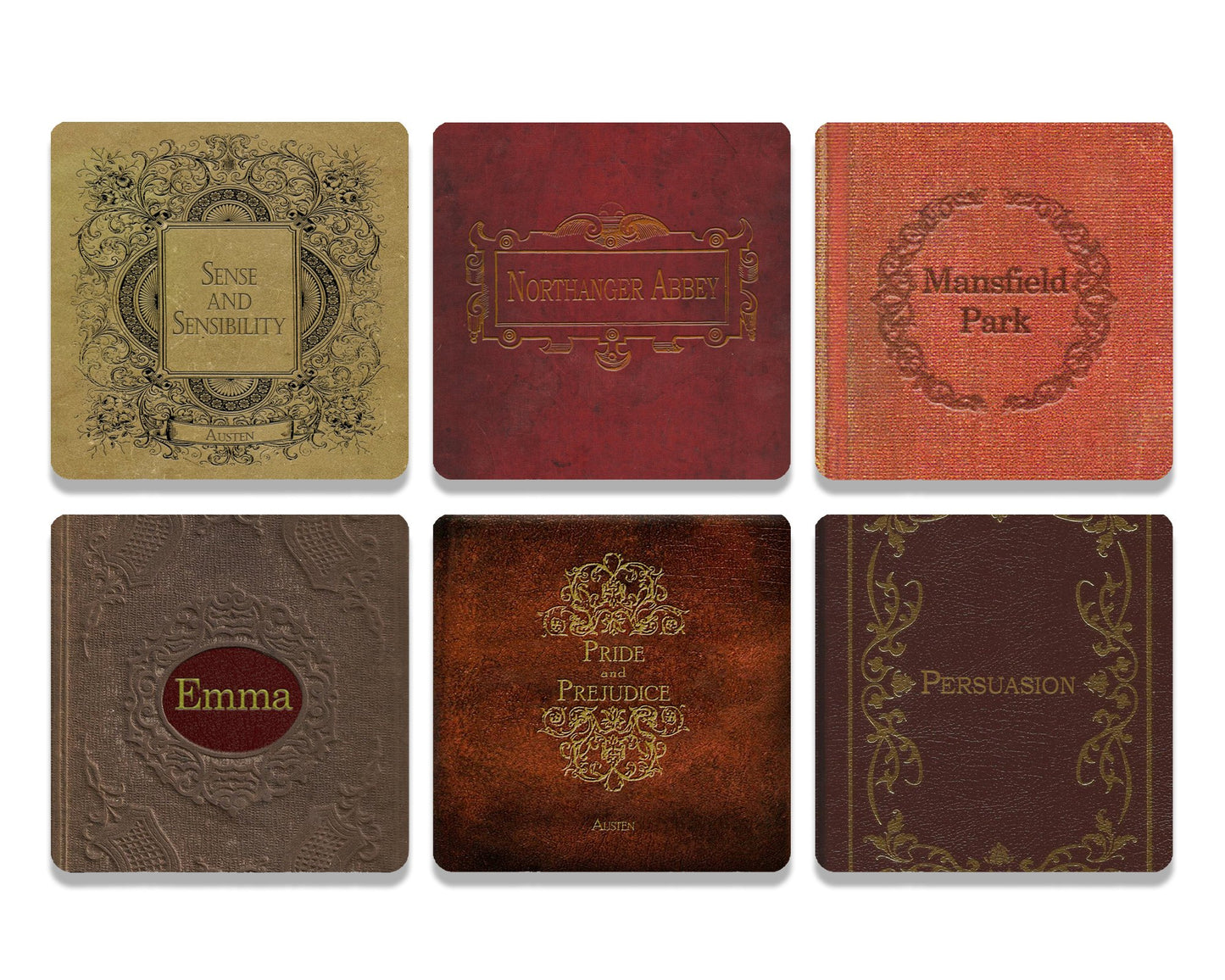 Jane Austen Books Coaster Set - 6 Pieces