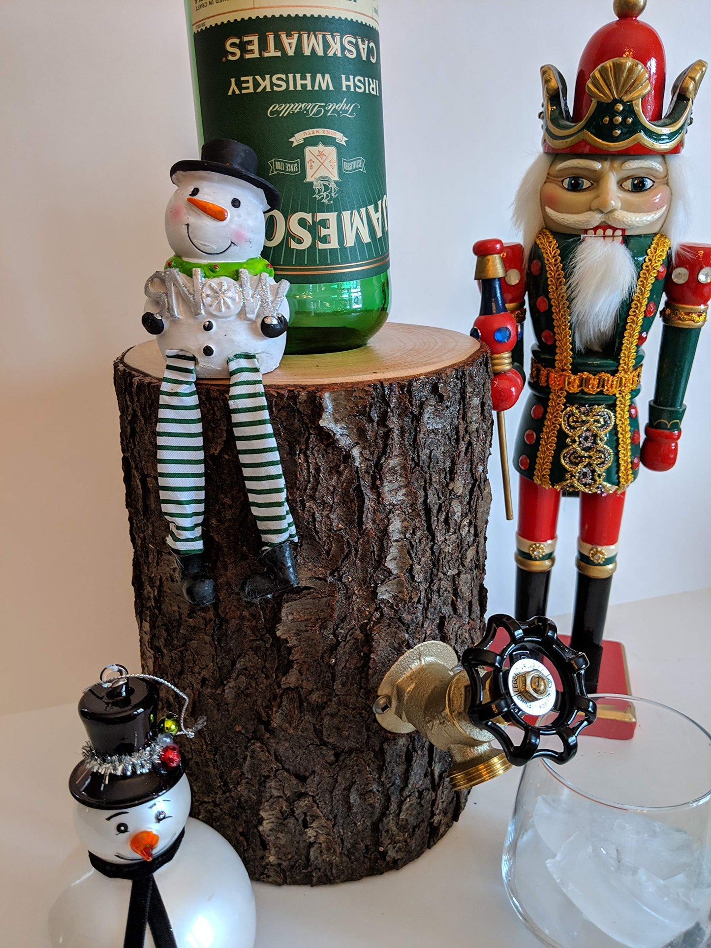 Real Wood Log Liquor Dispenser