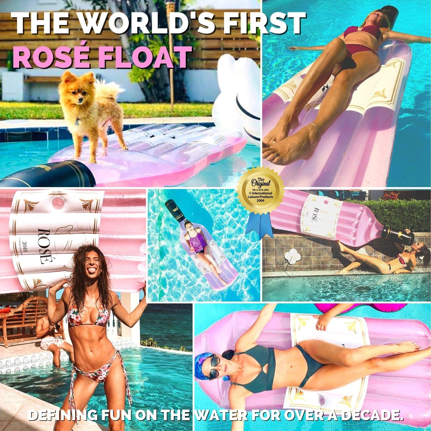 Rosé Classic Edition Inflatable Floating Lounger